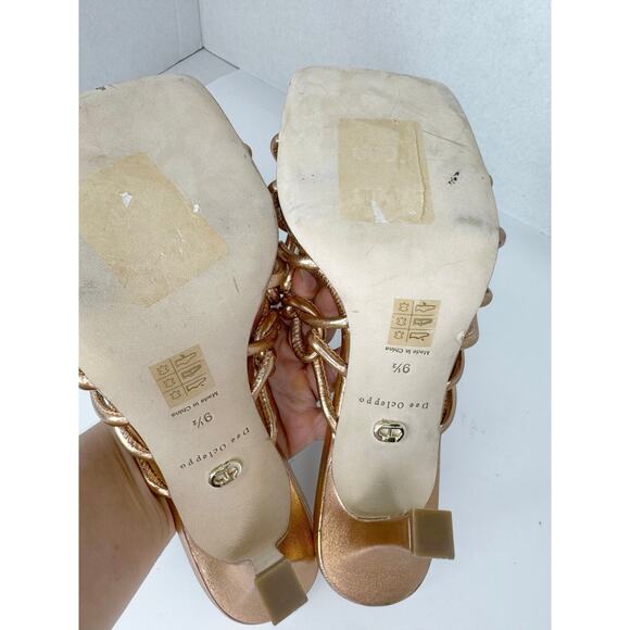 DEE OCLEPPO Belize Metallic Gold Copper Caged Mule Sandals In SZ US  9.5 - Picture 5 of 8